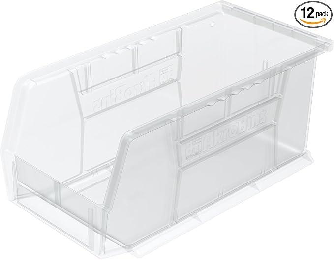 Akro-Mils AkroBins Plastic Storage Bins, Clear, 10.88 x 5.5 x 5 In, 12-Pack
Space-Saving Stackable Bins for Garage, Pantry, Craft Organization