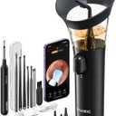 Ear Wax Removal - One-Hand Manual Ear Cleaner with Camera, 7 PCS Ear Spoons, Safe Ear Irrigation Kit for Adults (Black)