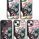 Compatible for iPhone 15 Case Cute Aesthetic - Durable Shockproof 6.6 ft Drop Impact Phone Case Cover with Funny Fashion Skeleton Halloween Horror 6.1" Black