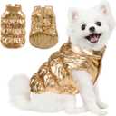AOFITEE Dog Coat, Waterproof Dog Jacket, Winter Coats for Small Dogs, Windproof Dogs Puffer Jacket, Fleece Pet Snowsuit Puffer Vest with Snap Closure, Cold Weather Coats for Boy Girl Puppy, Gold, Small