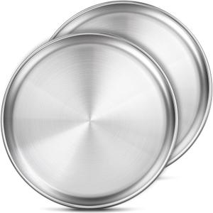 13 Inch Stainless Steel Pizza Pan Set of 2, Pizza Pan for Oven, Steel Pizza Tray for Baking Cookie Pie Cake, Round Stainless Steel Pizza Plate Pizza Baking Sheet, Easy Clean & Dishwasher Safe