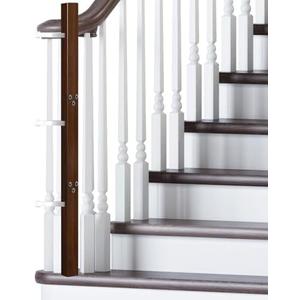 Chunful Universal Baby Gate Banister Adapter Wood No Hole Stairway Banister Adapter Mounting Kit for Pet Fit Round, Square, Irregular Post up to 42" Tall, Gate Not Included (Dark Brown)
