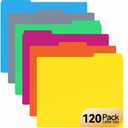 Colored File Folders, 120 Pack Letter Size 8.5 x 11, 1/3-Cut Tabs, 6 Assorted Colors, Paper Document Folders for Home, Office and School Filing