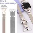 BRG Thin Mesh Loop Compatible with Apple Watch Bands for Women 40mm 41mm 38mm 42mm Series 11 10 9 8 7 6 5 4 3 2 1 SE, Metal Magnetic Stainless Steel Strap with X-Shape Diamond Clasp for iWatch Bands