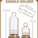 Metal Candle Holder with Handmade Glass Dome in Brass, 5" & 4" Wide Versatile Hurricane Glass Candle Holders Set of 2, for Pillar Candles & Plants (Brass)