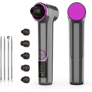Blackhead Remover with Heating, 3 Adjustable Levels and 9 Modes, 5 Head Comedone Extractor Kit for Nose, Pore Suction Pimple Vacuum, Face Suction, Blackhead Vacuum Removers, Pore Cleaner