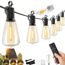 Brightown 100FT Solar String Lights Outdoor Waterproof with Remote, 31+1 LED Shatterproof Bulbs, Dimmable & Timable, 3 Light Modes - Commercial Grade Patio Lights for Garden Backyard Party Decor