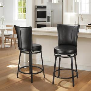 Bar Stools Set of 2, 24in Counter Height Barstool, Swivel Bar Chair Black