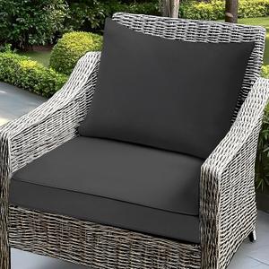 Fabuday Outdoor Chair Cushions Set - 22 x 22 Inch Waterproof & Fade Resistant Patio Furniture with Removable Cover Deep Seat & Back Pillow with Ties Replacement for Sunbrella Outside Sofa Couch Gray