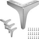 6 Inch Furniture Legs Silver Metal Dresser Legs Set of 4, 6 Inch / 150mm