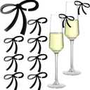 50 Pcs Black Bow Decor Bow Drink Tags Coquette Wine Glass Charms Acrylic Knot Drink Tag for Bachelorette Birthday Wedding Coquette Tasting Party Decorations Accessory