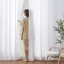 MIULEE White Privacy Sheer Curtains That Let Light in 63 Inches Long Non-See-Through Semi Sheer Curtains Light Filtering Window Curtain Drapes for Living Room Bedroom 2 Panels Set
