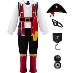 ReliBeauty Pirate Costume for Boys Costume Kids Toddler (3T/100, Blue)