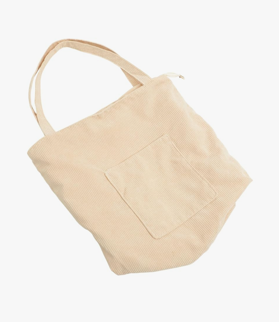 Veemoon Large Corduroy Tote Bag for Women Versatile Shoulder Bag Comfortable Handle for Teen Girls Casual Outdoor Use