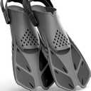 Greatever Snorkel Fins Adjustable Buckles Open Heel Swim Flippers Travel Size Short Swim Fins for Snorkeling Diving Swimming Adult Men Womens (Black), Size: L/XL(Adult US Size 9-13)