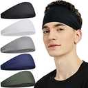 Pilamor Sports Headbands for Men (4 Pack),Moisture Wicking Workout Headband, Sweatband Headbands for Running,Cycling,Football,Yoga,Hairband for Women and Men
