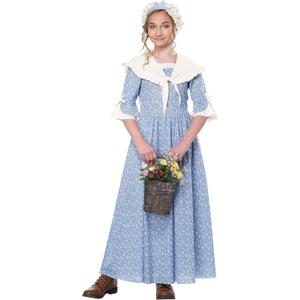 Colonial Village Girl Kid's Costume (X-Large, Blue)