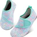 Scurtain Kids Toddler Water Shoes Barefoot Quick-Dry Aqua Socks for Boys Girls Baby with Non-Slip Rubber Sole (6-7 Toddler, Blue/Hybrid)