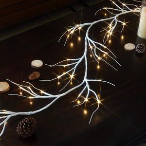 EAMBRITE White Garland Lights, 6 FT 48 LED Lighted Twig Garlands Plug in, Outdoor Garland Waterproof Christmas Decorations for Fireplace Mantle Mantel Indoor Outdoor Use