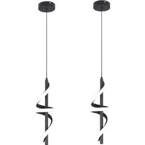 Black Led Pendant Light Fixtures,6000K Cool White Modern Pendant Lights for Kitchen Island,Adjustable Kitchen Island Light Fixture for Dining Room Bedroom Sink, 1 Pack (Black, 2 Packs)