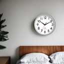 DAXSMY Atomic Wall Clock Analog 14 Inch Battery Operated Modern Decorative for Living Room Kitchen Office Bedroom Bathroom(Silver)