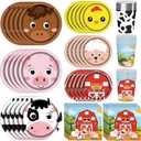 120 PCS Barnyard Farm Animals Party Supplies Plates Set,Farm Animal Tableware Include Plates,Napkins and Cups for Farmhouse Birthday Baby Shower Party Decorations Supplies(Serve 30)