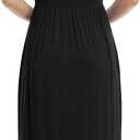 VIISHOW Women's Short Sleeve Loose Plain Maxi Dresses Casual Long Dresses with Pockets (Black, L)