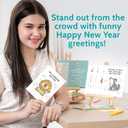 2 x T MARIE 24 Funny Happy New Year Cards Set With Colorful Envelopes and Gold Stickers - Assorted 2025-2026 Greeting Cards Set with Humorous Puns and Messages Inside - Bulk Winter Holiday Notecards