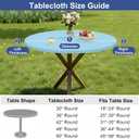 homing Round Elastic Fitted Tablecloth, Water-Resistant Fabric Tablecloths for 45"-56" Tables, Washable Polyester Table Cover for Picnic, Caming, Dinner, Indoor & Outdoor, Light Blue
