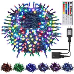LJLNION 98.5ft Christmas Lights Color Changing with Remote, 300 LED RGB Fairy String Lights Halloween Decorative Lights, 8 Lighting Modes & Timer, Plug in Indoor Outdoor Xmas Wedding Party Decor (RGB (Red, Green, Blue))