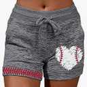 Womens Baseball Mom Running Workout Shorts High Waisted, Stretchy Softball Drawstring Lounge Shorts, 3XL