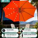 9FT Solar-Powered LED Patio Umbrella with Tilt Crank, Outdoor Market Umbrella with 32 Lights, Sunshade for Deck, Garden and Pool, Orange