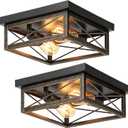 Oil Rubbed Bronze Hallway Light Fixtures Ceiling, 2-Light Farmhouse Industrial Flush Mount Ceiling Lights, 2-Pack Metal Kitchen Light Fixtures, Close to Ceiling Lights for Bedroom Living Room Entryway