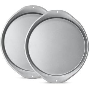 RavisingRidge Pizza Pan - 14 Inch Nonstick Pizza Pan for Oven with Widen Handles for Cooking, Baking, and Grilling - Durable, Even Heating, Long-Lasting Kitchen Cookware (2, Grey)