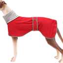 Geyecete Greyhound Cosy Fleece Jumper, Dog Winter Coat with Warm Fleece Lining, Outdoor Dog Apparel with Adjustable Bands for Medium, Large Dog -Red-XXL
