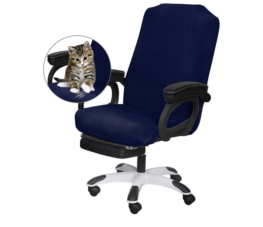 Office Chair Cover- Large, Navy- Removable Computer Chair Covers for Office Chair with Zipper for Universal Rotating Chair Desk Chair Cover High Back Chairs Seat Washable Protector for Pets