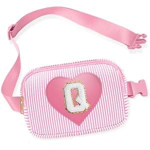 Kids Fanny Pack for Girls, Initial Pink Toddle Belt Crossbody Purse Sling Bag, 4 5 6 7 8 9 10 11 12 13 Year Old Little Girl Birthday Gift Ideas (Q)