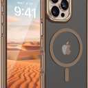 Fingic for iPhone 16 Pro Case[Compatible with Magsafe][Military-Grade Protection Shockproof] Support Magnetic Car Mount Slim Non-Slip TPU Rugged Bumper Translucent Matte Case for iPhone 16 Pro,Brown