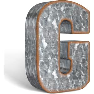 CraftyCrocodile 7" Galvanized Metal Letters for Wall Decor - 3D Letter G for Hanging & Free Standing - Decorative Rustic Alphabet Letters for the Living Room, Bedroom, Kitchen
