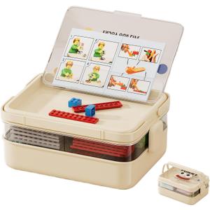 Plastic Craft Organizers and Storage Box with Instructions Holder,Art Supply Containers with Handle and Removable for lego, Books, Bead, Tool, Sewing (3 Layer, Cream White) Plastic Craft Organizers and Storage Box with Instructions Holder,Art Supply Containers with Handle and Removable for lego, Books, Bead, Tool, Sewing (3 Layer, Cream White)