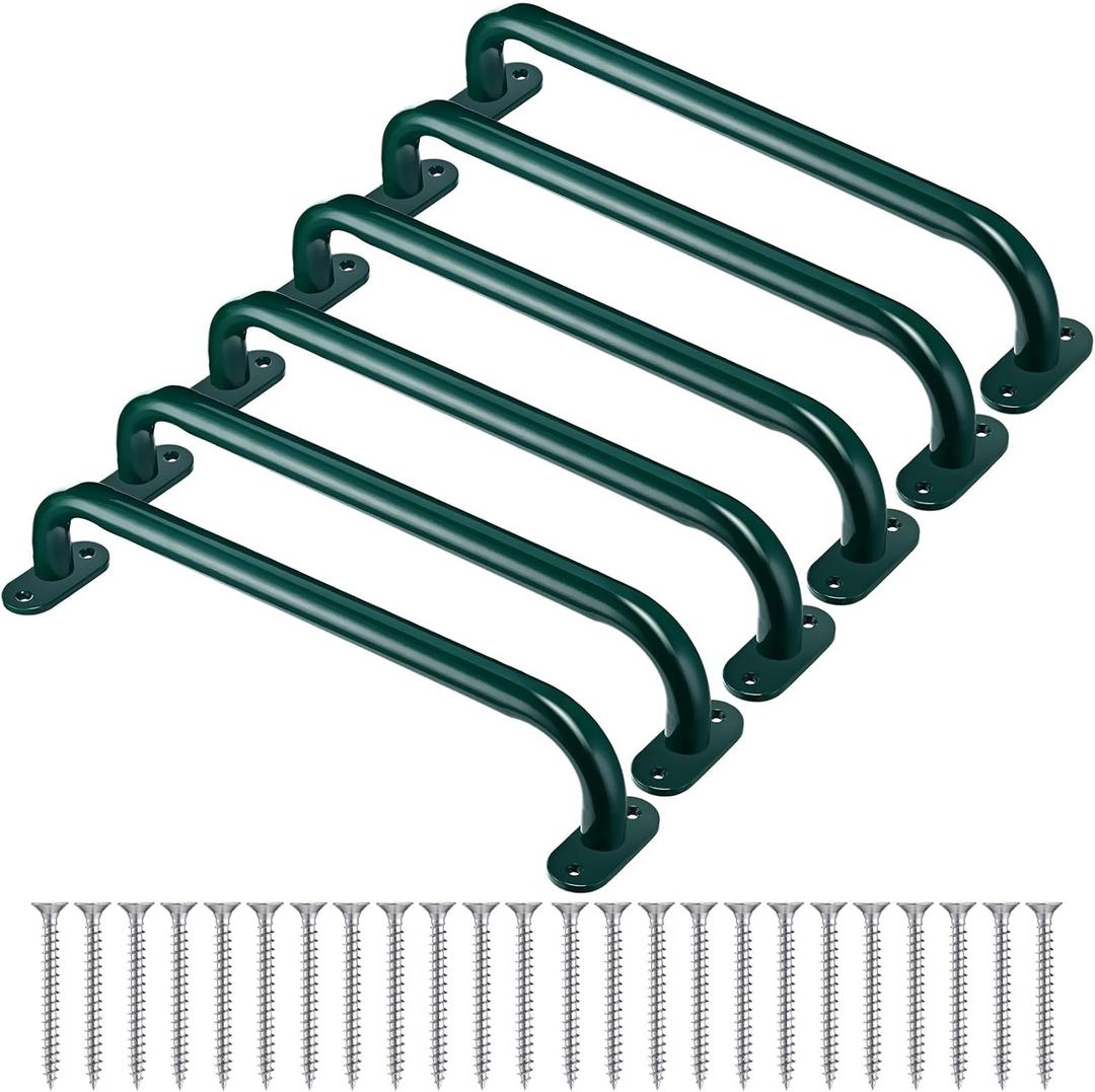 Zonon 6 Pcs Safety Playground Handles Swing Set Metal Monkey Bars Indoor Outdoor Swing Set Accessories Grab Playset Handles Grips Climbing Frame for Play House Jungle(17 Inch,Green)