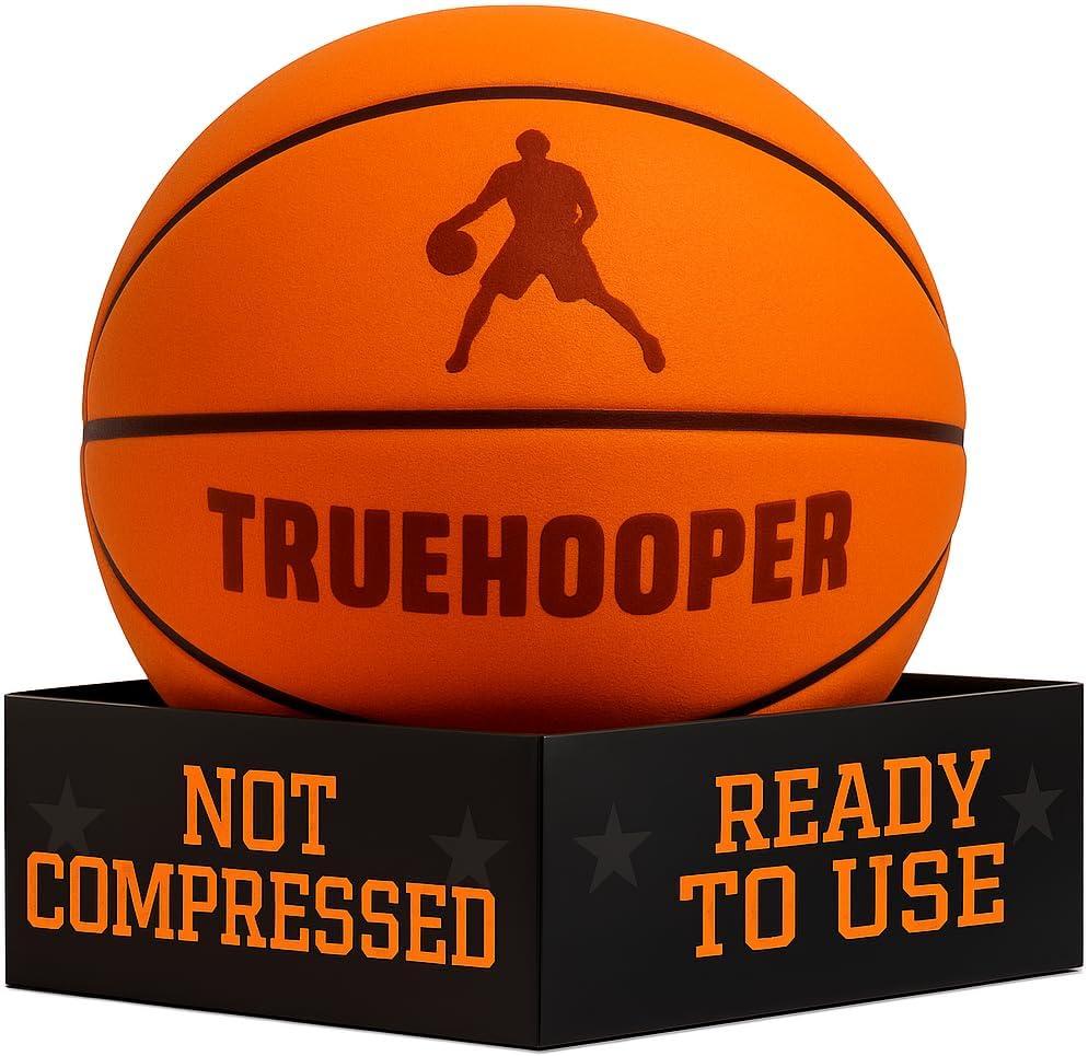 TRUEHOOPER Silent Basketball Size 7 Indoor Basketball (PRO Version) - Grooved Foam Basketball for Quit Dribbling and Indoor Training Higher Bounce Noiseless Basketball - Non-Deforming Packaging