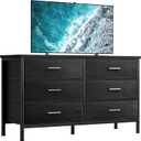 BOLUO White Dresser for Bedroom 6 Drawer, Wide Dresser TV Stand for 50" TV Dressers & Chests of Drawers Fabric Dresser for Closet Modern (16.5"D x 42.1"W x 29.5"H (6 Drawers))