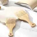 2-Piece Bamboo Afro Hair Pick Comb Set, Bamboo Comb Set for Afro Hair 9 Teeth Wooden Hairs Picks for Women Men Hairs Styling Tool for Thick Curly & Beard