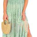 Women's Casual Off Shoulder Lace Maxi Dress Boho White Bridesmaid Wedding Evening Party Dresses (XX-Large, Green)