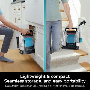 Shark StainStriker Portable Carpet, Upholstery & Area Rug Cleaner with Pet Mess Tool, Stain & Odor Remover, Perfect for Car Interiors, Includes 3 Cleaning Tools & Cleaning Solution, White, PX201