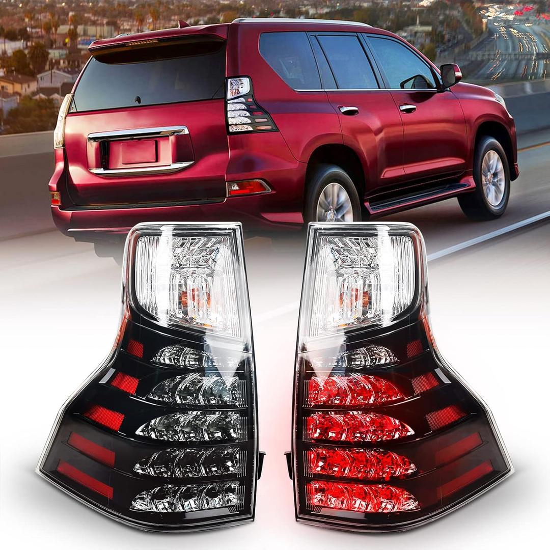 FIONE for Lexus GX460 Tail Light Assembly 2014-2022 Black Housing Rear Brake Lamp Replacement Left Driver and Right Passenger Side 8156160B11 8155160B31