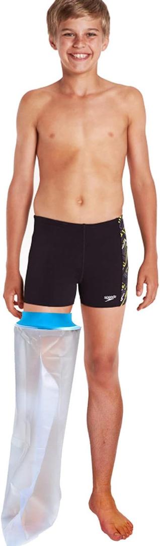 Asunby Waterproof Cast Covers for Shower Leg Kids Wound Barrier Bandage Protector Child for Bath,Watertight Cast Bag long for Foot Ankle Orthopedic Boot, Keep Casts Bandage Dry Reusable