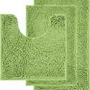Reyox Bathroom Rugs Sets 3 Piece, Soft Chenille Bath Mats, Non-Slip Absorbent Bath Rug, Toilet Rugs U Shaped and Toilet Cover Apple Green (15.7"x23.6", 19.7"x31.5", 19.7"x19.7")