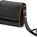 RFID-Blocking Women's Real Leather Wallet with Large Capacity and Wristlet - Small, Secure, and Chic - Conveniently Holds Cards, Cash, and Coins (All Black - RFID Protected with Wristlet)
